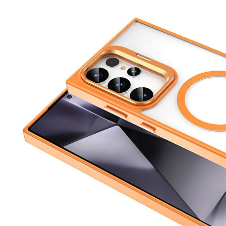 Galaxy S24 Ultra Kılıf Magsafe Şarj Özellikli Standlı Magsafe Klon Kılıf