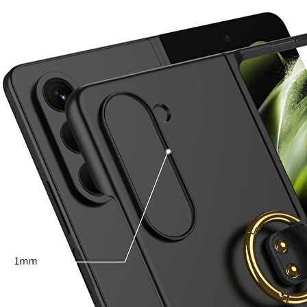Galaxy Z Fold 5 Kılıf Zore Kıpta Yüzüklü Flip Sert Kılıf