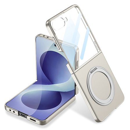 Galaxy Z Flip 8 Kılıf M-safe Şarj Özellikli Kıpta Yüzüklü Kamera Korumalı Kılıf