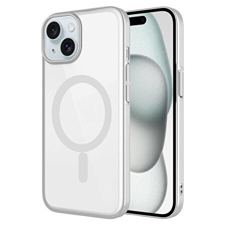iPhone 15 Kılıf Wireless Şarj Özellikli Sert PC Mat Riksos Magsafe Kılıf