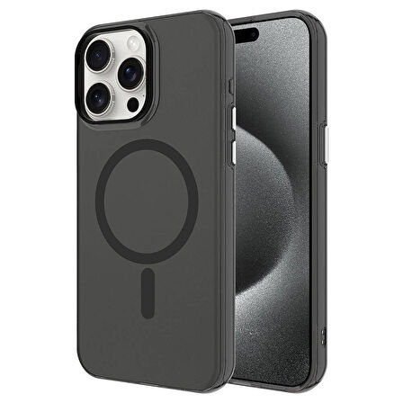 iPhone 15 Pro Max Kılıf Magsafe Şarj Özellikli Buzlu Transparan C-Pro Sert Kılıf