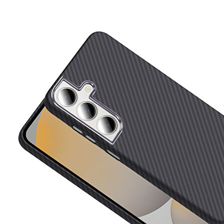 Galaxy S24 FE Kılıf M-safe Şarj Özellikli Karbon Fiber Görünümlü Gros Kılıf Siyah