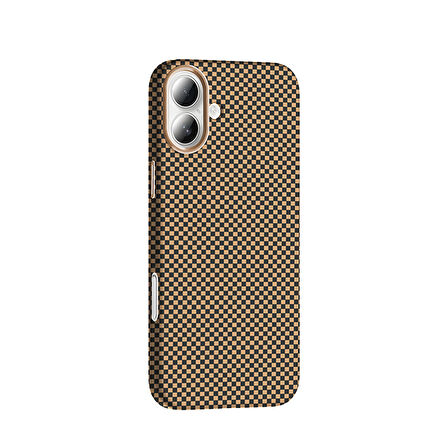 iPhone 16 Kılıf M-safe Şarj Özellikli Karbon Fiber Görünümlü Gros Kılıf Desert Titanyum