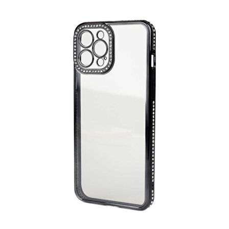 Apple iPhone 12 Pro Kılıf Kamera Korumalı Taşlı Zore Mina Kılıf