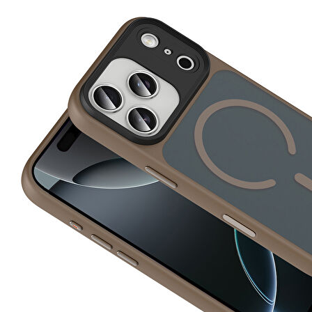 iPhone 17 Pro Max Kılıf Mat Arka Yüzey Wireless Şarj Özellikli Flet M-safe Kılıf