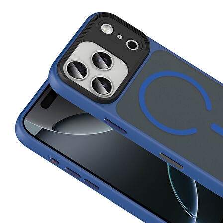 iPhone 17 Pro Max Kılıf Mat Arka Yüzey Wireless Şarj Özellikli Flet M-safe Kılıf