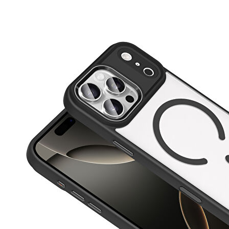 iPhone 17 Pro Max Kılıf Wireless Şarj Özellikli Krom M-safe Silikon Kılıf