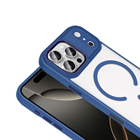 iPhone 17 Pro Kılıf Wireless Şarj Özellikli Krom M-safe Silikon Kılıf