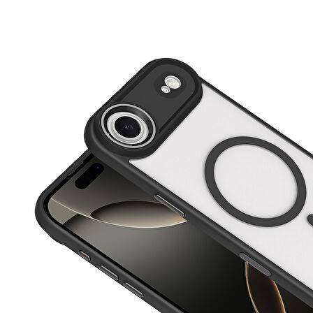 iPhone 17 Air Kılıf Wireless Şarj Özellikli Krom M-safe Silikon Kılıf