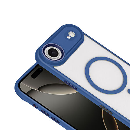 iPhone 17 Air Kılıf Wireless Şarj Özellikli Krom M-safe Silikon Kılıf