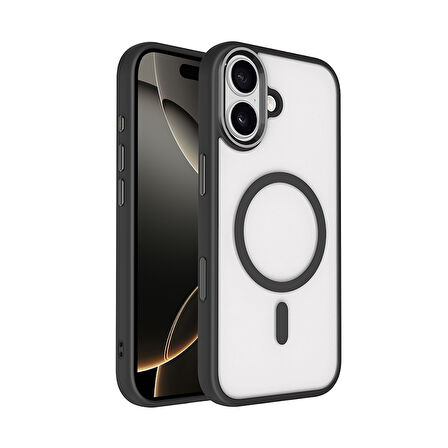 iPhone 17 Kılıf Wireless Şarj Özellikli Krom M-safe Silikon Kılıf