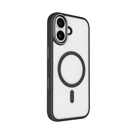 iPhone 17 Kılıf Wireless Şarj Özellikli Krom M-safe Silikon Kılıf