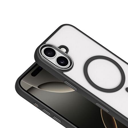 iPhone 17 Kılıf Wireless Şarj Özellikli Krom M-safe Silikon Kılıf