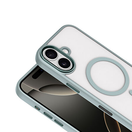 iPhone 17 Kılıf Wireless Şarj Özellikli Krom M-safe Silikon Kılıf