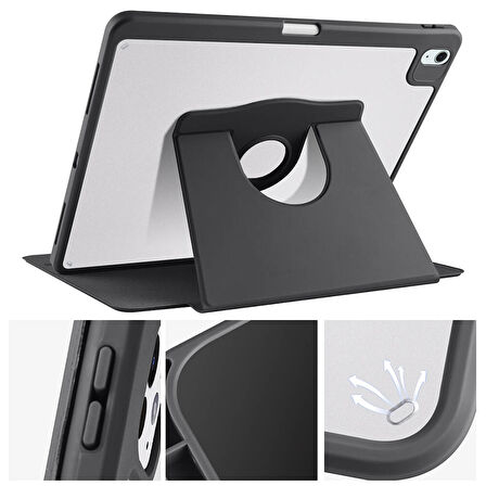 iPad Air 13 2025 M3 Kılıf Termik Kalem Bölmeli Dönebilen Standlı Kılıf