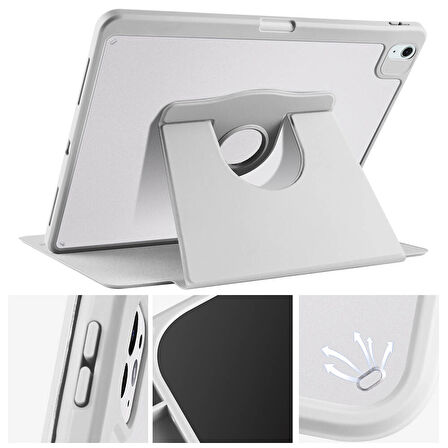 iPad Pro 12.9 2022 M2 Kılıf Termik Kalem Bölmeli Dönebilen Standlı Kılıf