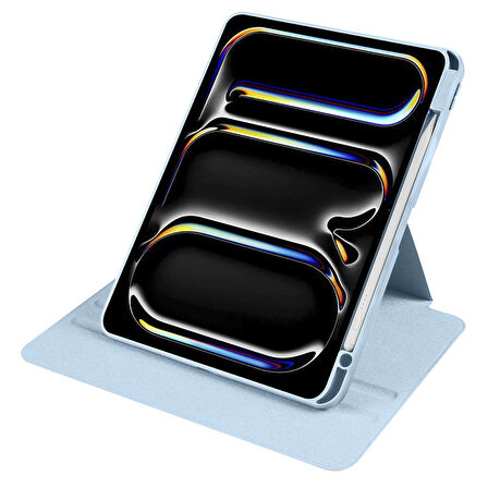 iPad Pro 11 2024 Kılıf Termik Kalem Bölmeli Dönebilen Standlı Kılıf