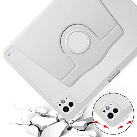 iPad Pro 11 2024 Kılıf Termik Kalem Bölmeli Dönebilen Standlı Kılıf