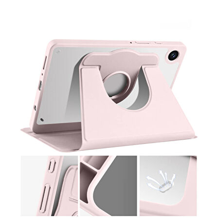 Galaxy Tab A9 Kılıf Termik Kalem Bölmeli Dönebilen Standlı Kılıf