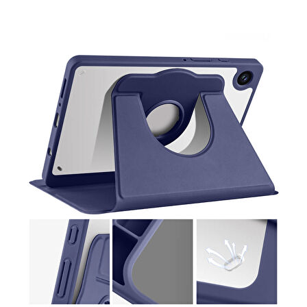 Galaxy Tab A9 Kılıf Termik Kalem Bölmeli Dönebilen Standlı Kılıf