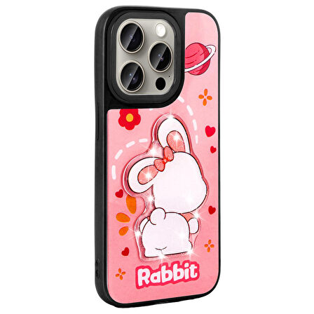 iPhone 15 Pro Max Kılıf Parlayan Kabartmalı İkonik Figürlü Amas Silikon Kılıf