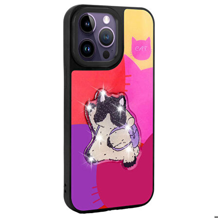 iPhone 14 Pro Max Kılıf Parlayan Kabartmalı İkonik Figürlü Amas Silikon Kılıf