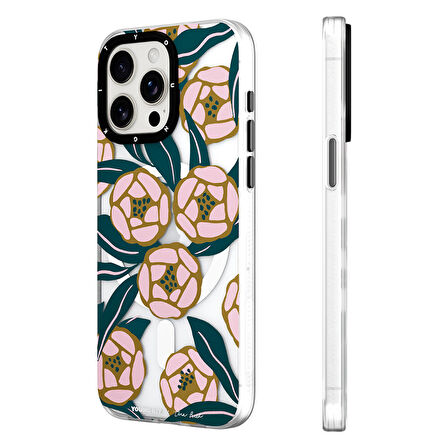 iPhone 15 Pro Max Kılıf M-safe Şarj Özellikli Şık Tasarım Doğa Desenli Kılıf