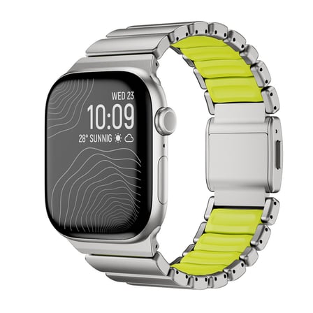 Watch 10 46mm Kordon KRD-151 Metal Silikon Kordon Gümüş-Yeşil
