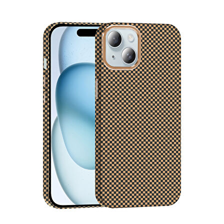 iPhone 15 Kılıf M-safe Şarj Özellikli Karbon Fiber Görünümlü Gros Kılıf