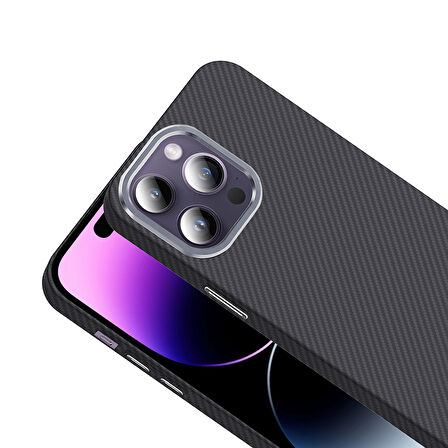 iPhone 14 Pro Max Kılıf M-safe Şarj Özellikli Karbon Fiber Görünümlü Gros Kılıf