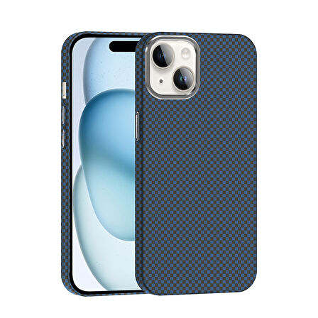 iPhone 14 Kılıf M-safe Şarj Özellikli Karbon Fiber Görünümlü Gros Kılıf
