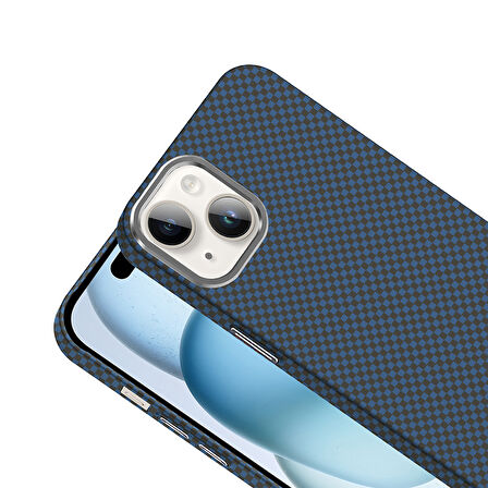 iPhone 14 Kılıf M-safe Şarj Özellikli Karbon Fiber Görünümlü Gros Kılıf