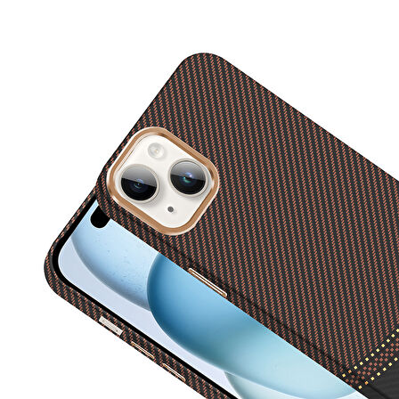 iPhone 13 Kılıf M-safe Şarj Özellikli Karbon Fiber Görünümlü Gros Kılıf