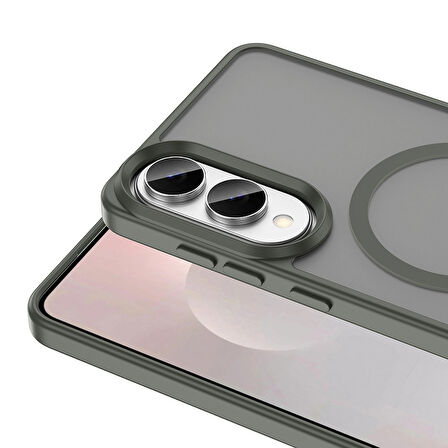 Galaxy S25 Edge Kılıf M-safe Şarj Özellikli Mat Arka Yüzey Sio Kılıf