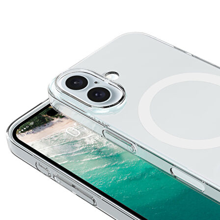 iPhone 17 Kılıf M-safe Şarj Özellikli Şeffaf Kamera Çerçeveli Porto Kılıf