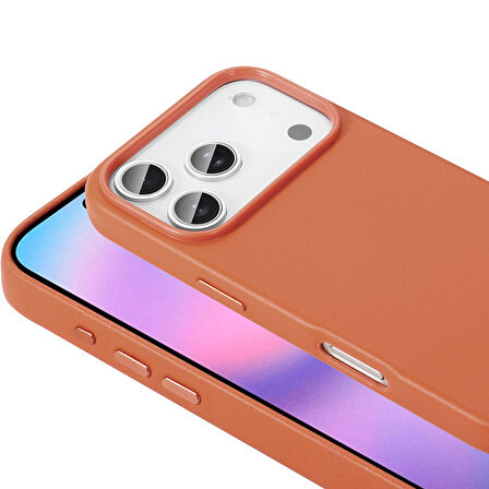 iPhone 17 Pro Kılıf M-safe Şarj Özellikli PU Deri Görünümlü Kupra Kılıf