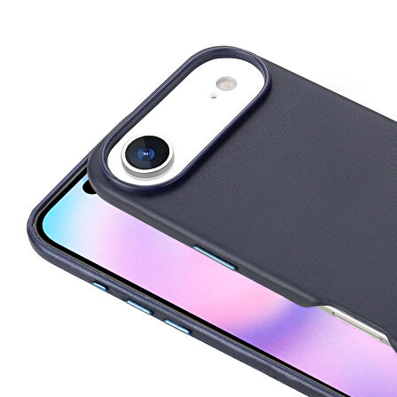 iPhone 17 Air Kılıf M-safe Şarj Özellikli PU Deri Görünümlü Kupra Kılıf