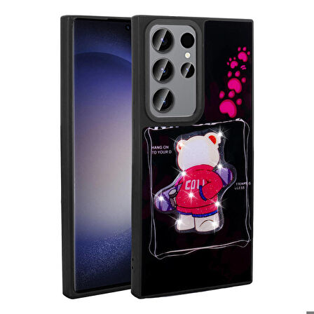 Galaxy S23 Ultra Kılıf Parlayan Kabartmalı İkonik Figürlü Amas Silikon Kılıf