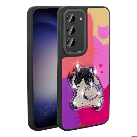 Galaxy S23 Kılıf Parlayan Kabartmalı İkonik Figürlü Amas Silikon Kılıf