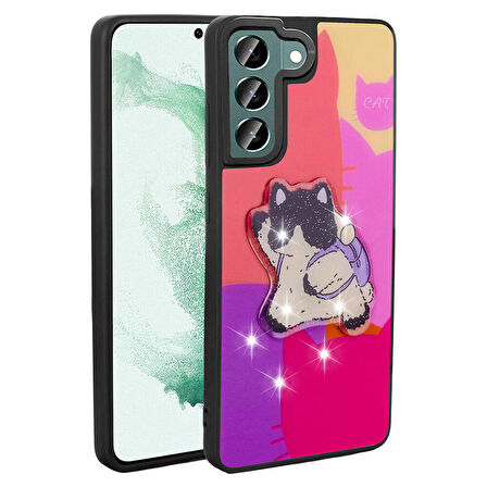 Galaxy S22 Kılıf Parlayan Kabartmalı İkonik Figürlü Amas Silikon Kılıf