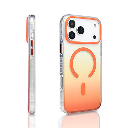 iPhone 17 Pro Max Kılıf M-safe Şarj Özellikli Transparan Renk Geçişli Toros Kılıf