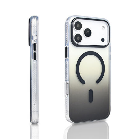 iPhone 17 Pro Max Kılıf M-safe Şarj Özellikli Transparan Renk Geçişli Toros Kılıf