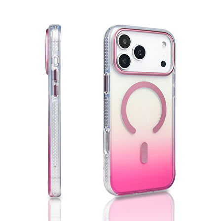 iPhone 17 Pro Max Kılıf M-safe Şarj Özellikli Transparan Renk Geçişli Toros Kılıf