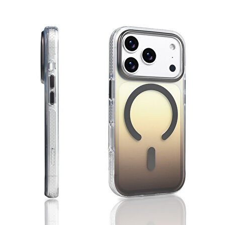 iPhone 17 Pro Kılıf M-safe Şarj Özellikli Transparan Renk Geçişli Toros Kılıf