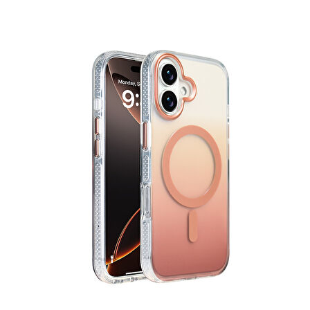 iPhone 17 Kılıf M-safe Şarj Özellikli Transparan Renk Geçişli Zore Kılıf