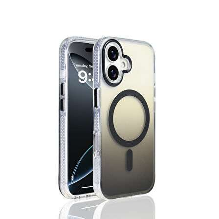 iPhone 17 Kılıf M-safe Şarj Özellikli Transparan Renk Geçişli Zore Kılıf