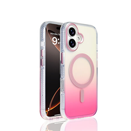 iPhone 17 Kılıf M-safe Şarj Özellikli Transparan Renk Geçişli Zore Kılıf