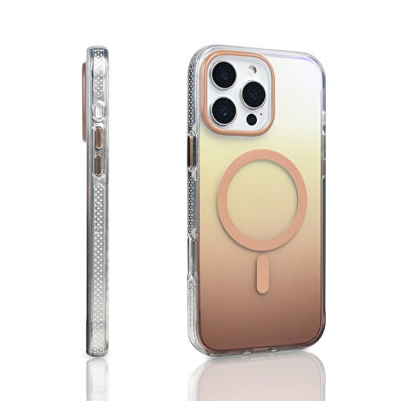 iPhone 16 Pro Max Kılıf M-safe Şarj Özellikli Transparan Renk Geçişli Toros Kılıf