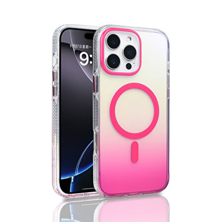 iPhone 16 Pro Max Kılıf M-safe Şarj Özellikli Transparan Renk Geçişli Toros Kılıf