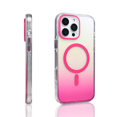 iPhone 16 Pro Max Kılıf M-safe Şarj Özellikli Transparan Renk Geçişli Toros Kılıf